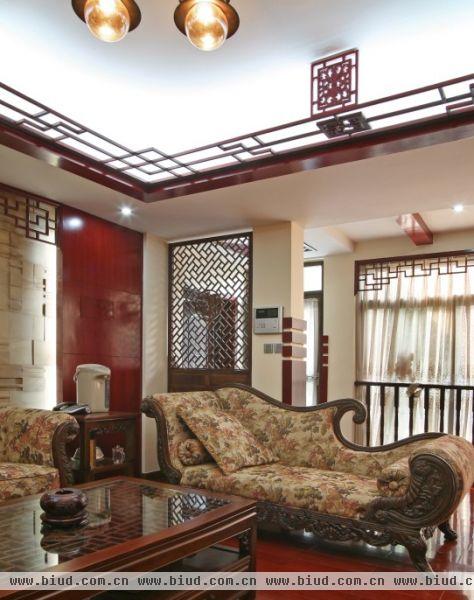 中式家装二居室客厅装修效果图大全2014