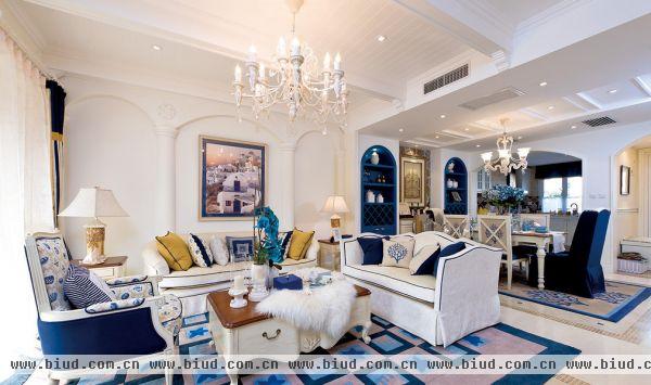 地中海风格二居家庭客厅设计图片