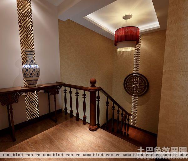 中式古典楼梯吊顶装修设计效果图