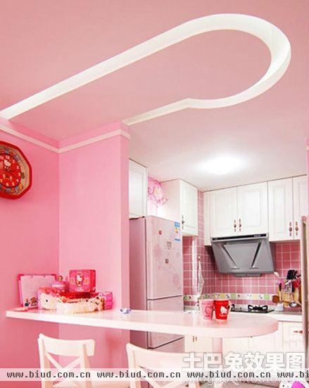 粉色温馨家庭厨房装修图片