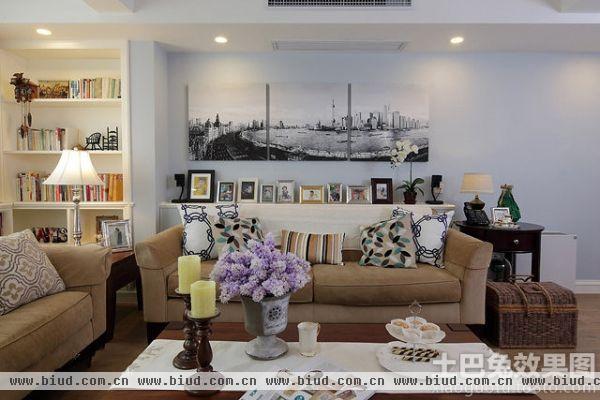 2014美式风格客厅沙发背景墙装修效果图大全