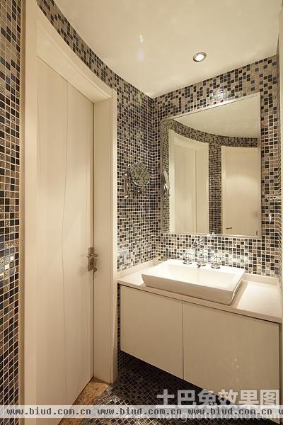 现代家庭卫生间马赛克瓷砖镜台效果图