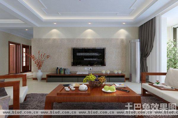 中式现代客厅电视背景墙装修效果图