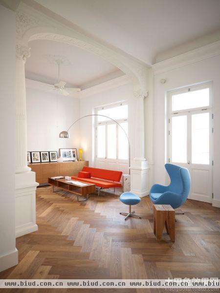 极简主义风格室内实木地板装修图片
