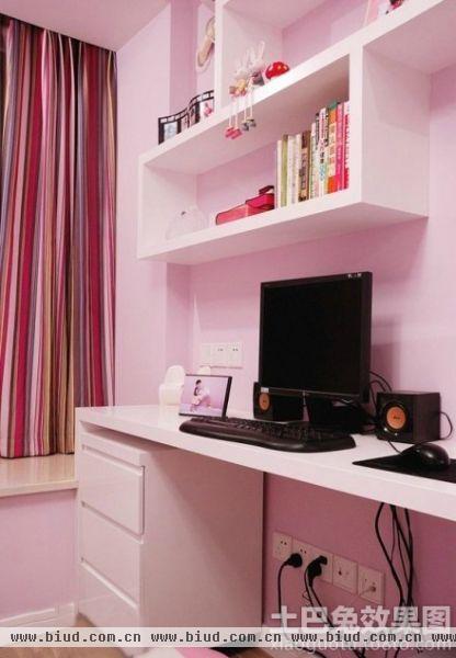 粉色女儿童房书桌图片