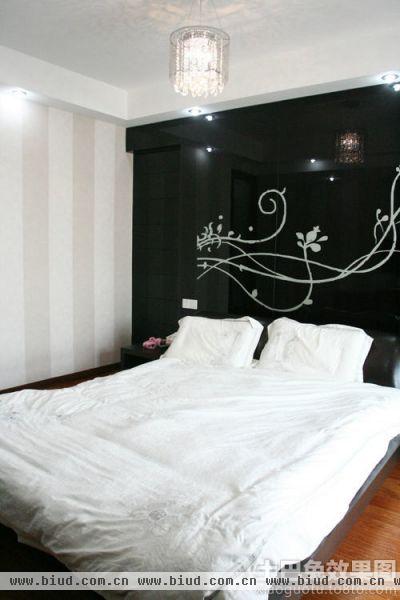 现代黑白色风格家居卧室效果图