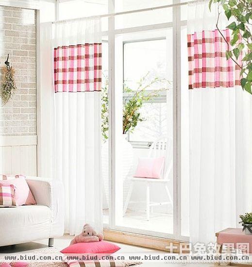 粉色客厅窗帘布艺图片