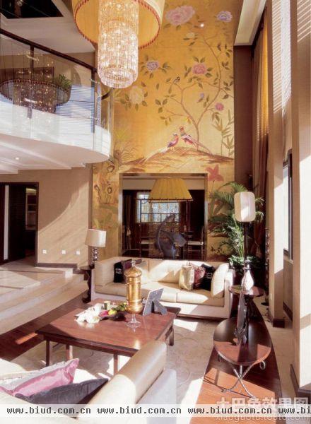 新中式风格别墅客厅设计图片2014