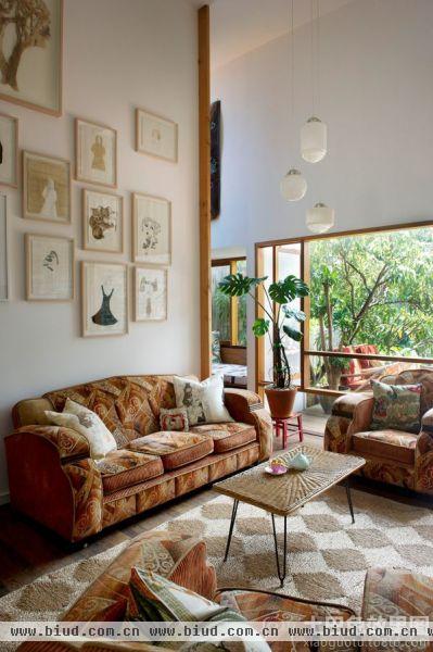 美式风格室内沙发背景墙装修效果图
