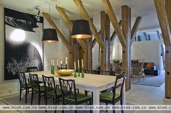 原木穿越古今 瑞典木梁搭建舒适顶层复式房