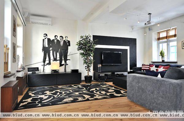 现代复式装修客厅电视背景墙效果图欣赏