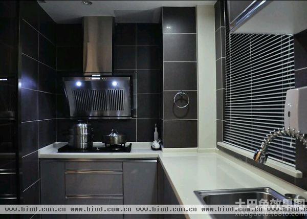 现代家居黑色风格装修厨房效果图片