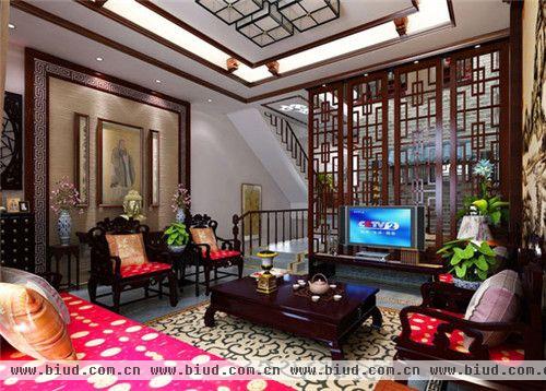 中式浪漫情调loft公寓装修效果图