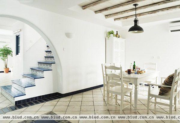 优雅淡蓝色艺术住宅 地中海复式设计