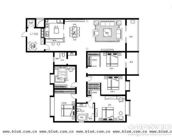 137平米三室两厅房型图