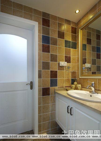 美式家居卫生间瓷砖色彩搭配效果图