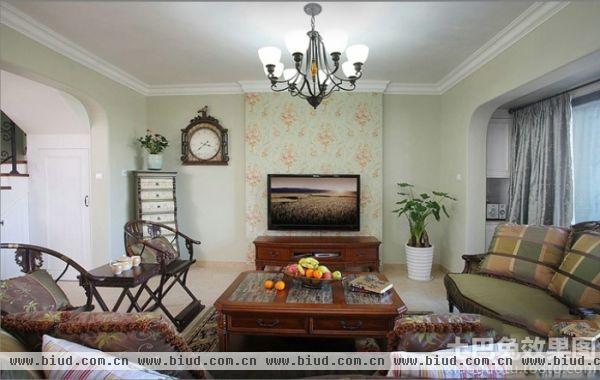 家装美式风格客厅电视背景墙效果图
