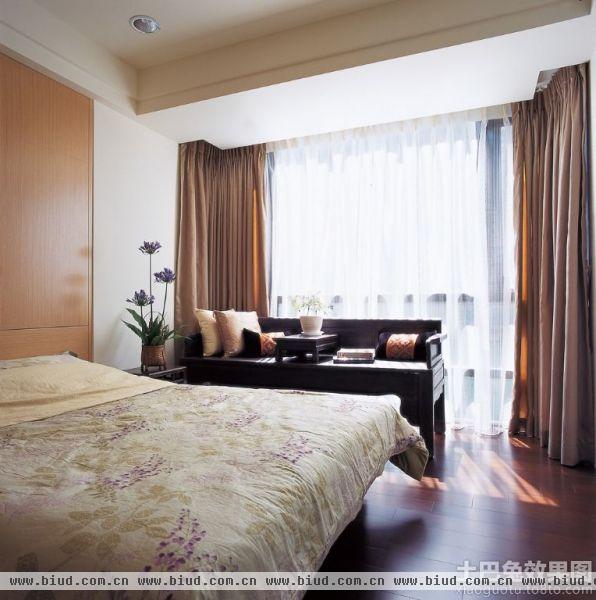 中式家居卧室装潢窗帘效果图