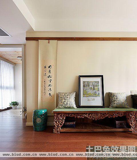 中式田园风格客厅实木柜效果图