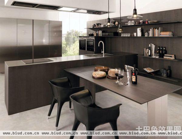 现代灰色厨房装修设计2014