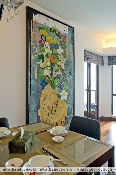 美式风格餐厅背景墙装饰画图片