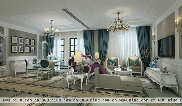 欧式风格客厅窗帘设计图片