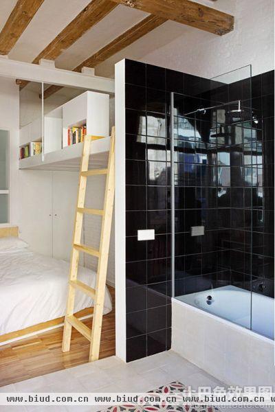 简约浴室黑色瓷砖效果图