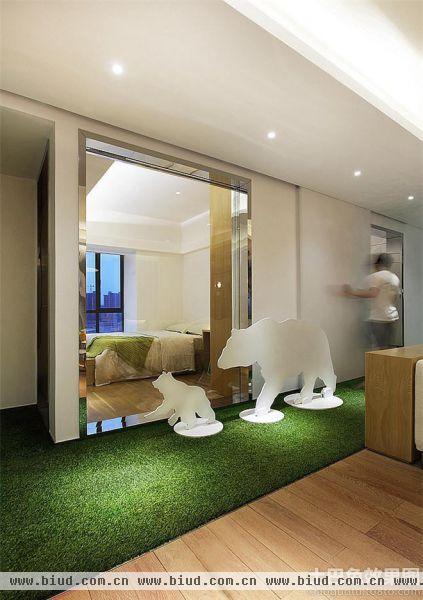 田园风格室内绿色地毯效果图