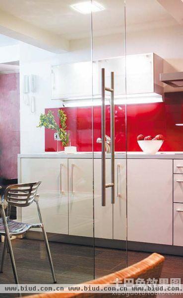 现代室内厨房玻璃隐形门装修效果图