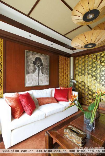 东南亚风格沙发背景墙图片