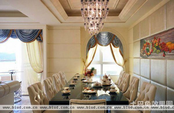 地中海风格餐厅窗帘效果图片
