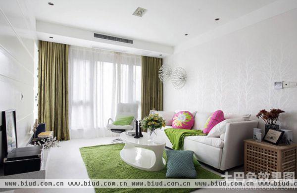 现代一居室绿色装修效果图大全2014图片