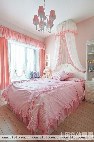 粉色温馨卧室吊顶图片欣赏