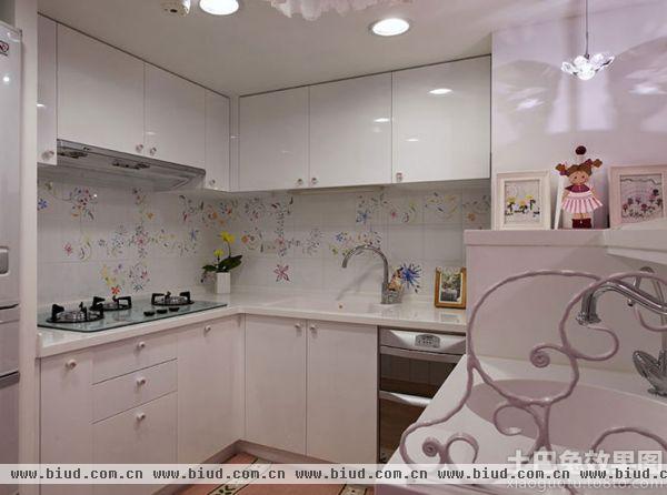 日式厨房白色装修效果图2014图片