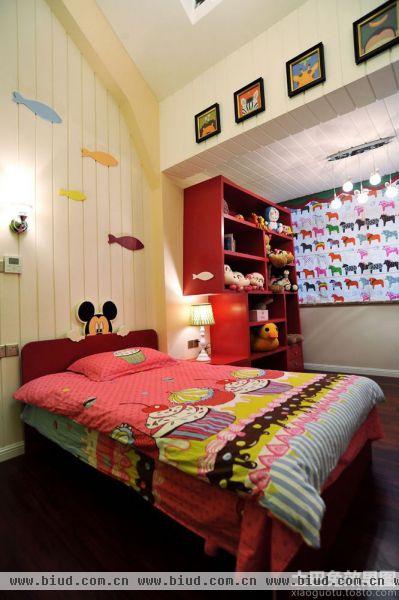 现代混搭色彩儿童房间装修布置效果图