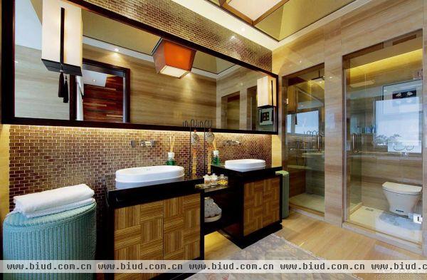 中式风格卫生间浴室柜效果图