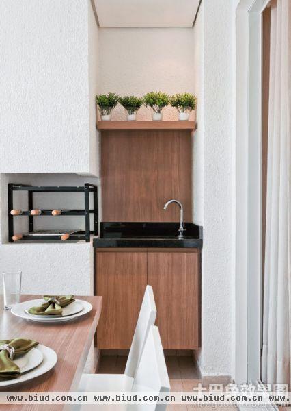 现代一居室餐厅实木餐边柜效果图