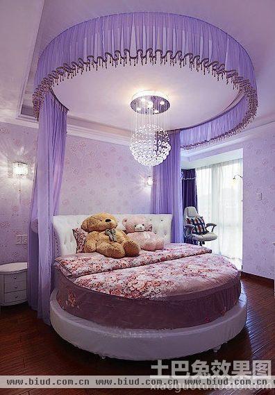 家装紫色卧室吊顶图片