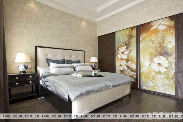 新中式壁画卧室装修效果图