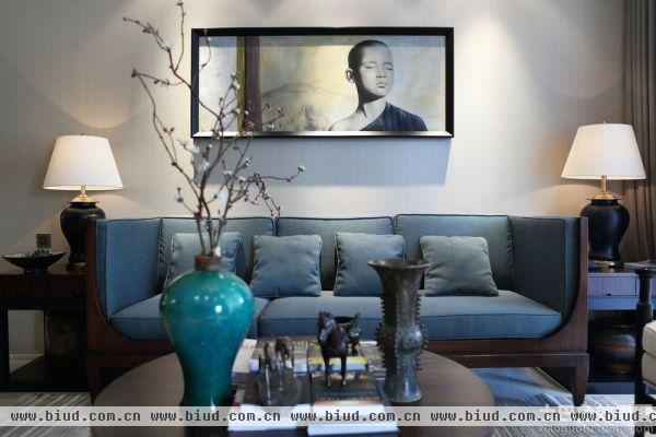 中式风格客厅沙发背景墙装饰图片