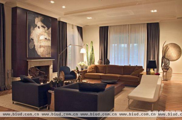 现代装修设计客厅窗帘效果图