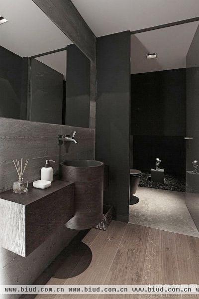 现代黑色风格家居卫生间设计