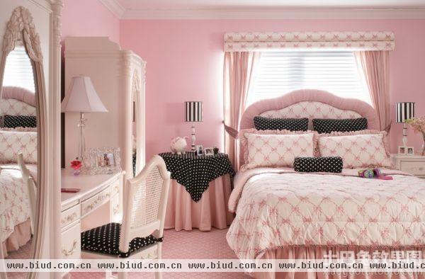 欧式装修粉色女孩卧室图片