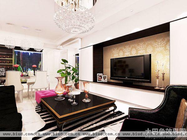 新古典家装室内客厅电视背景墙设计图片