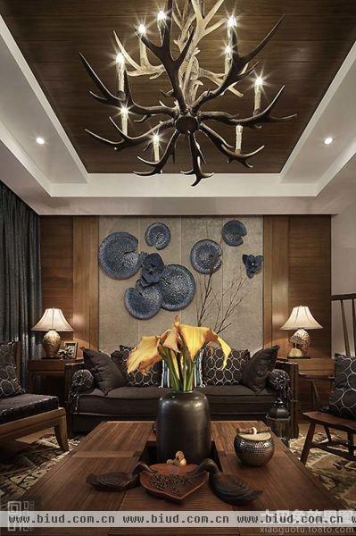 东南亚风格客厅软装饰品效果图
