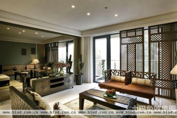东南亚风格两室一厅装修效果图大全2014图片