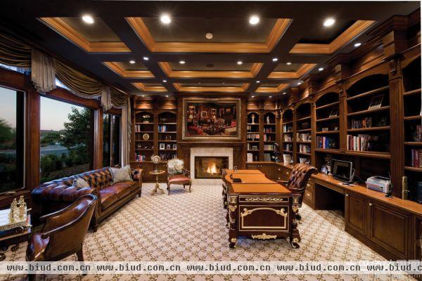 美式家装豪华书房设计效果图大全