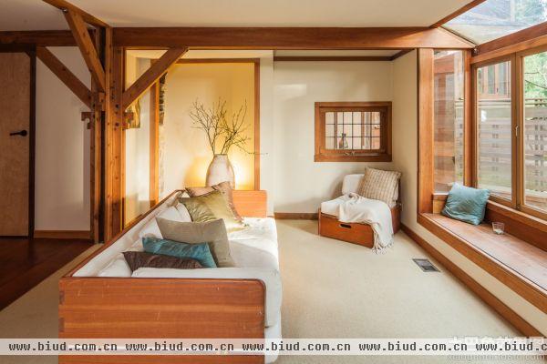 日式客厅实木沙发效果图