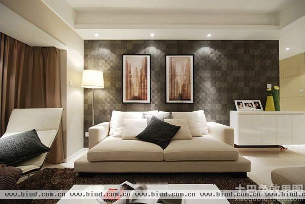 简约室内客厅折叠沙发床背景墙画图片