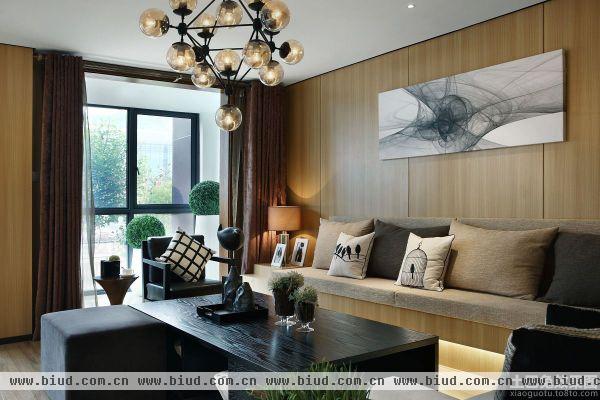 宜家风格客厅木质墙面装饰画图片